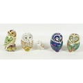 A group of five Royal Crown Derby paperweights, all modelled as birds, comprising 'Woodland Owl', 20... 