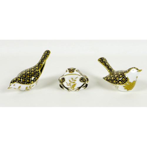 57 - A group of three Royal Crown Derby paperweights, all special Aura editions, comprising 'Aura Frog', ... 
