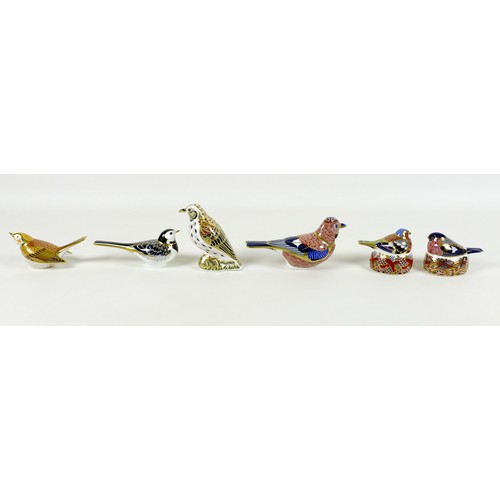 60 - A group of six Royal Crown Derby paperweights, all modelled as birds, comprising 'Chaffinch Nesting'... 