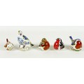 A group of five Royal Crown Derby paperweights, all modelled as birds, comprising 'Christmas Robin' ... 