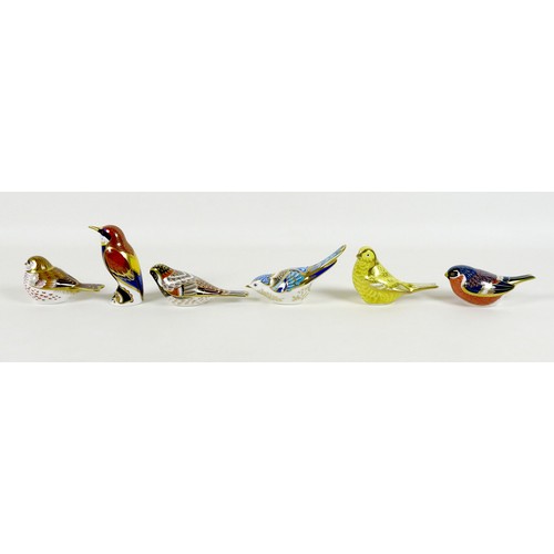 64 - A group of six Royal Crown Derby paperweights, all modelled as birds, comprising 'Bee-eater', MMIII,... 