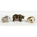 A group of three Royal Crown Derby paperweights, all modelled as bears, comprising 'Grizzly Bear', M... 