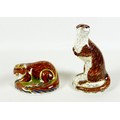 Two Royal Crown Derby paperweights, modelled as 'Otter', MMII, gold stopper, 6.5cm high, and 'Playfu... 