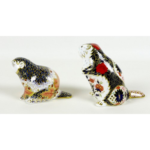 72 - Two Royal Crown Derby paperweights, modelled as 'Riverbank Beaver', one of an exclusive edition of 5... 