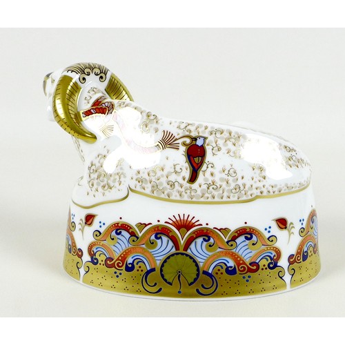 74 - A Royal Crown Derby paperweight, modelled as 'Water Buffalo', MMIV, gold stopper, 11.8cm high, boxed... 