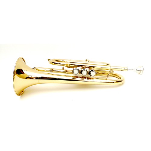 151 - A Sonata cornet, with mother of pearl buttons, 38cm long, in fitted black case, 40 by 30 by 16cm hig... 