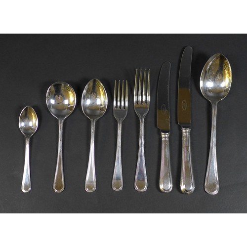 7 - A canteen of John Stephenson silver plated cutlery, in simple beaded pattern, comprising eight, kniv... 