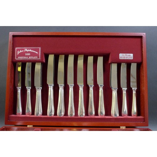 7 - A canteen of John Stephenson silver plated cutlery, in simple beaded pattern, comprising eight, kniv... 