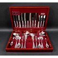 A canteen of John Stephenson silver plated cutlery, in simple beaded pattern, comprising eight, kniv... 