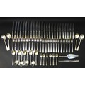 A suite of silver plated cutlery, Dubarry pattern, including eleven table forks, 21cm long, nine tab... 