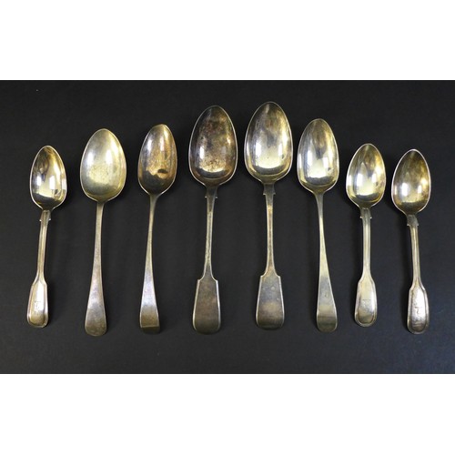 47 - A selection of Georgian and later silver and silver plated cutlery, including a set of six fiddle pa... 