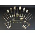 A selection of Georgian and later silver and silver plated cutlery, including a set of six fiddle pa... 