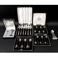 A collection of mostly George V silver spoons, including a set of six coffee spoons, James Dixon and... 