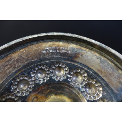 63 - A Victorian silver goblet, ornately decorated with a blank cartouche and profuse beaded decoration, ... 