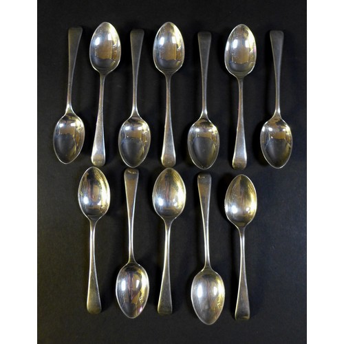 65 - A collection of Victorian and later silver flatware, including a set of twelve teaspoons, Cooper Bro... 