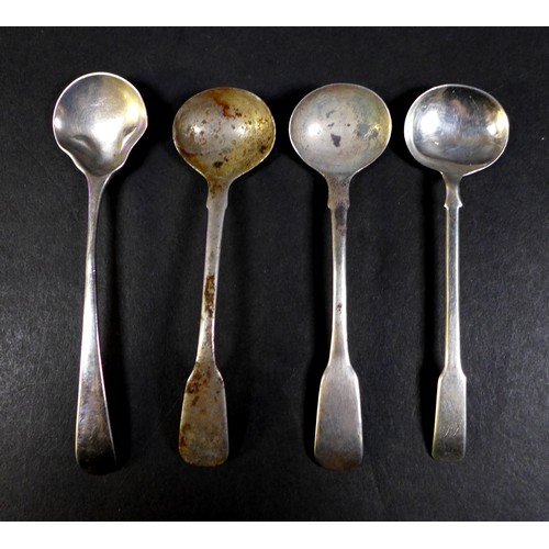 54 - A group of Georgian silver flatware, comprising nine teaspoons, including a set of three George III ... 