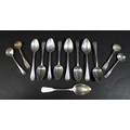A group of Georgian silver flatware, comprising nine teaspoons, including a set of three George III ... 