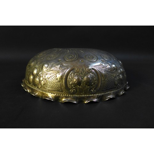 66 - A 19th century continental white metal bowl, with repousse floral decoration throughout, 14.4toz, 22... 