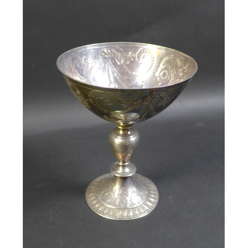 83 - An Edwardian silver chalice, decorated with floral sprays and Tudor roses, R H Halford & Sons, Londo... 