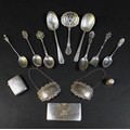 A collection of Victorian and later silver, comprising a Victorian vesta case with 'D H' monogram an... 