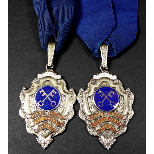 76 - Two George VI 'Past President' Peterborough and District Meat Traders Association medallions, with e... 