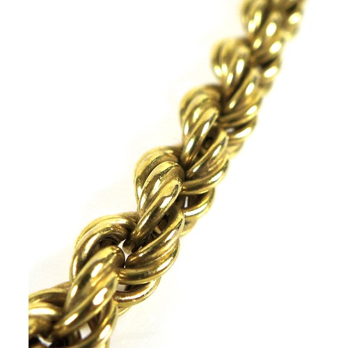 219 - An Italian 9ct gold chain of double rope form, 16.5g, 61cm long.