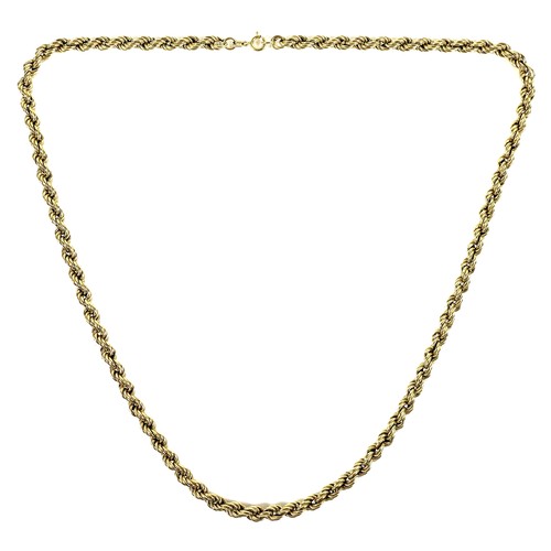 219 - An Italian 9ct gold chain of double rope form, 16.5g, 61cm long.