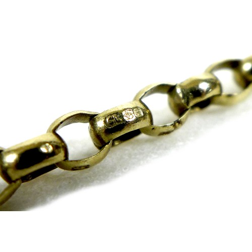 230 - A 9ct gold rolo link chain, maker CL, London import 1991, each link 4mm, 60cm long, 23.3g.