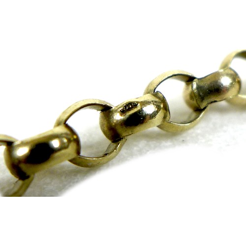 230 - A 9ct gold rolo link chain, maker CL, London import 1991, each link 4mm, 60cm long, 23.3g.