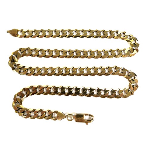 236 - A 9ct gold flat curb link neck chain, 46cm long, 26.0g.