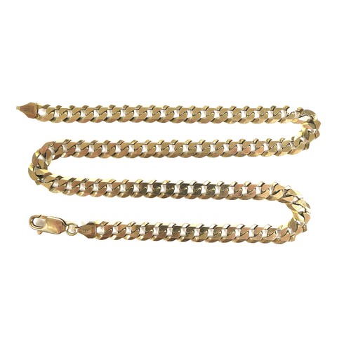 236 - A 9ct gold flat curb link neck chain, 46cm long, 26.0g.