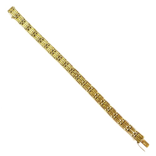 241 - A 15ct gold brick link bracelet, 18.5cm,15.5g.