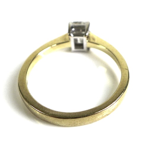 223 - An 18ct gold and diamond solitaire ring, the stone baguette cut in claw mounts, 3.5 by 4.8mm, 0.3ct,... 