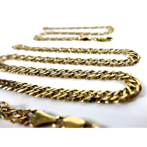 220 - A 9ct gold fine curb link necklace, 37cm, together with a similar bracelet, 18cm, total combined wei... 