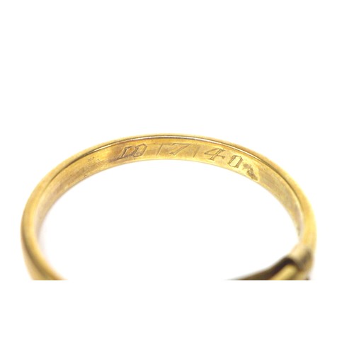 235 - A 22ct gold wedding band, size L, 6.6g, together with an 18ct gold wedding band, with 9ct gold ring ... 