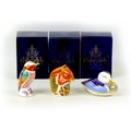 Three Royal Crown Derby paperweights, comprising a Humming Bird, signed by John Ablitt, gold stopper... 