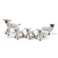 A group of Beswick lambs, comprising three small 'Lamb' figurines, model 937, white - gloss, 5cm hig... 