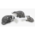 A group of three Beswick Badgers, comprising 'Badger- Female', model 3394, black and white - gloss, ... 