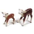 Two Beswick calves, comprising a 'Hereford Calf', model 901B, Second Version - Mouth closed, brown a... 