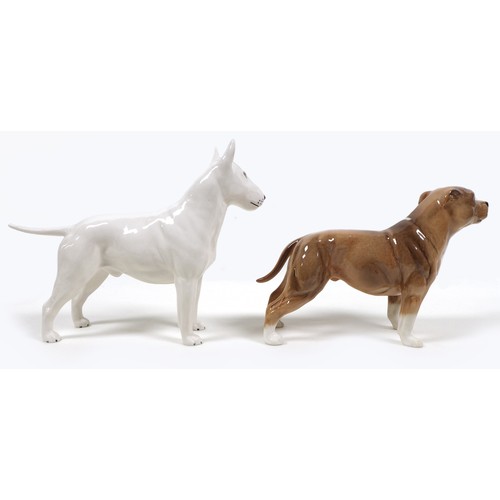 63 - Two Beswick Bull Terrier figurines, comprising 'Staffordshire Bull Terrier', model 3060, white and t... 