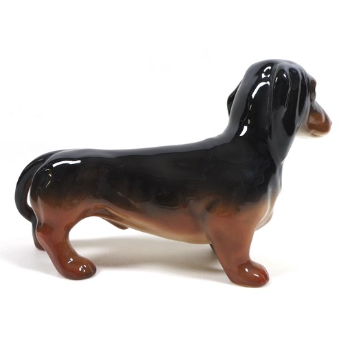 72 - A Beswick 'Dachshund - Standing', model 361, black and tan - gloss,  13.5cm high.