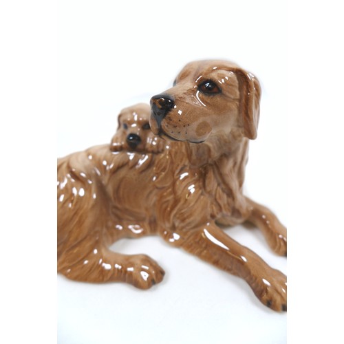 74 - A Beswick Royal Doulton 'Springer Spaniel', model 3135, RD and '107' stamped to the feet, dark brown... 