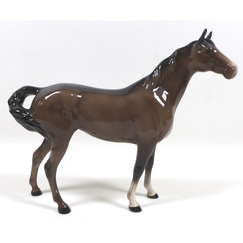 91 - Two Beswick horses, including 'Swish Tail Horse', Second Version, model 1182, brown - gloss, 22.2cm ... 