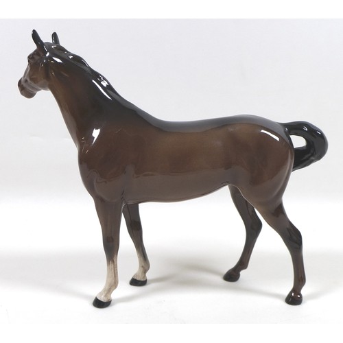 91 - Two Beswick horses, including 'Swish Tail Horse', Second Version, model 1182, brown - gloss, 22.2cm ... 