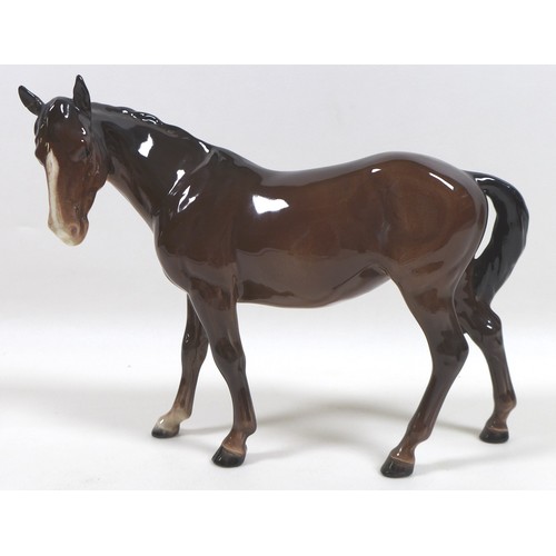 91 - Two Beswick horses, including 'Swish Tail Horse', Second Version, model 1182, brown - gloss, 22.2cm ... 