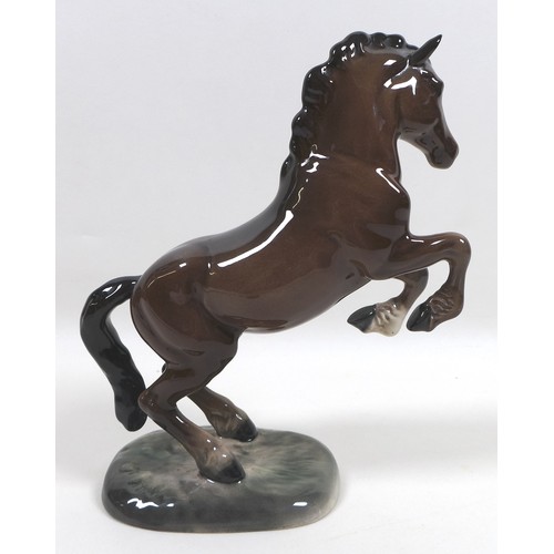 93 - A Beswick 'Welsh Cob (Rearing)' figurine, Second Version, model 1014, brown - gloss, 26cm high.