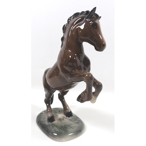 93 - A Beswick 'Welsh Cob (Rearing)' figurine, Second Version, model 1014, brown - gloss, 26cm high.