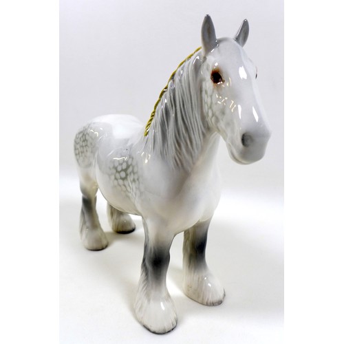 109 - A Beswick 'Shire Mare' figurine, model 818, grey - gloss, with yellow ribbon, 21.5cm high.