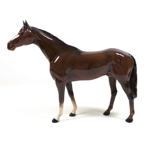 127 - A Beswick 'Large Racehorse' figurine, model number 1564, brown - gloss, 28.5cm high.