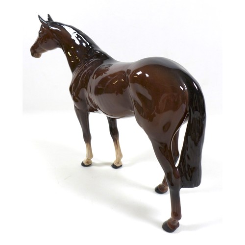 127 - A Beswick 'Large Racehorse' figurine, model number 1564, brown - gloss, 28.5cm high.